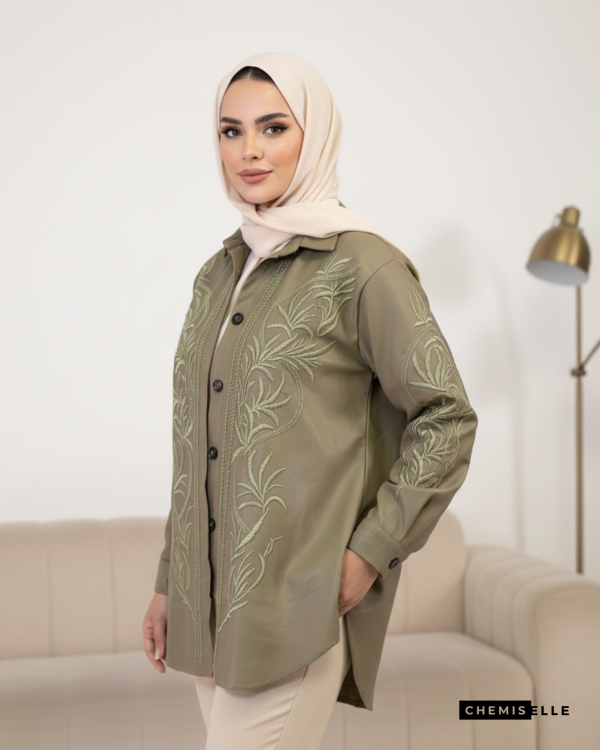 chemise cuir kaki