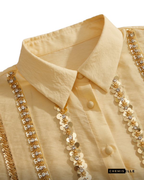 Chemise jaune topaz avec sequins