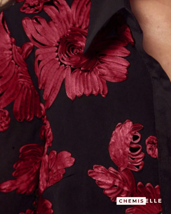 broderie ruban rouge chemise rouge et flamme CHEMISELLE chemise rouge et flamme