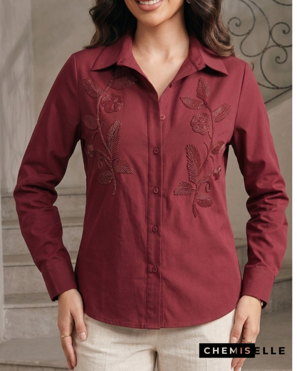 Chemise Burgundy Élégance – Vue de face Chemise Burgundy Élégance – Vue de face