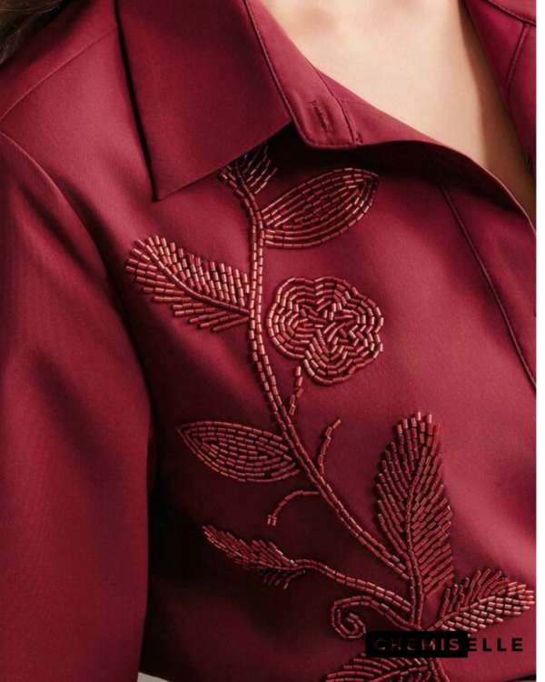Chemise Burgundy Élégance – broderie Chemise Burgundy Élégance – broderie