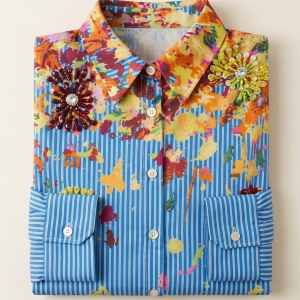 Chemise Bleu Pétales