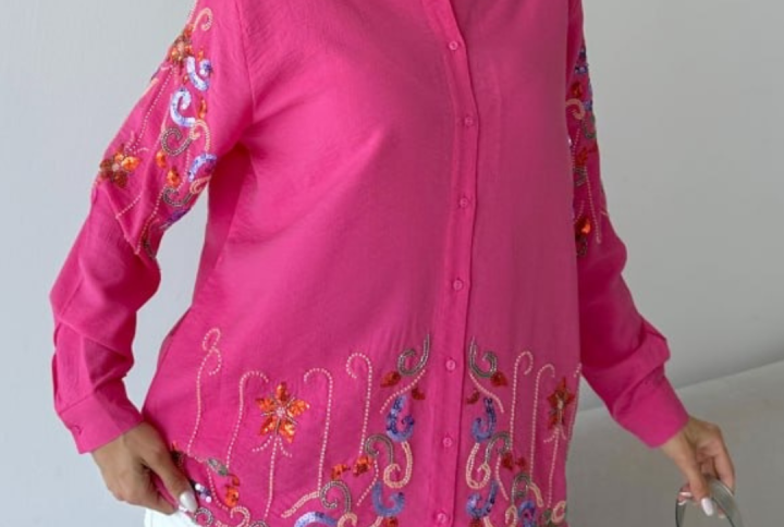 chemise arabesque fushia femme