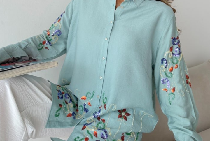 chemise arabesque Mint couleur vert eau