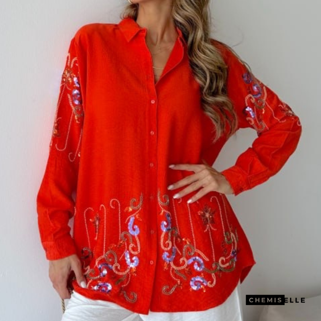 chemise arabesque grenade chemise rouge pour femmes